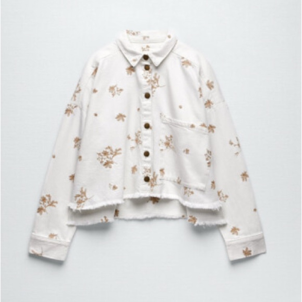 Zara Floral Button-Up jean vest with pockets 4877/257 medium overlayer